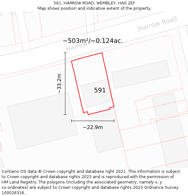 591, HARROW ROAD, WEMBLEY, HA0 2EF: Plot and title map