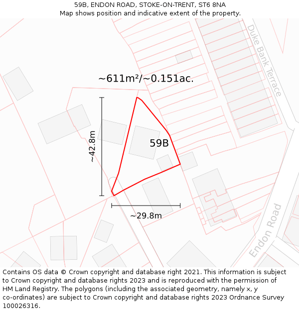 59B, ENDON ROAD, STOKE-ON-TRENT, ST6 8NA: Plot and title map