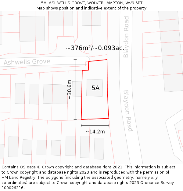 5A, ASHWELLS GROVE, WOLVERHAMPTON, WV9 5PT: Plot and title map