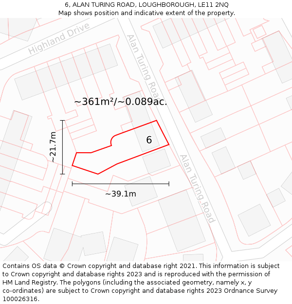 6, ALAN TURING ROAD, LOUGHBOROUGH, LE11 2NQ: Plot and title map