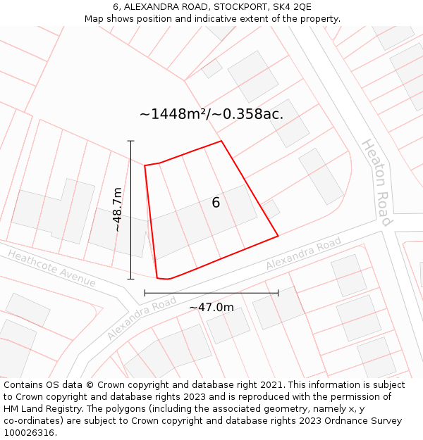 6, ALEXANDRA ROAD, STOCKPORT, SK4 2QE: Plot and title map