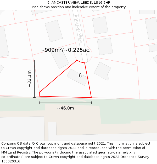 6, ANCASTER VIEW, LEEDS, LS16 5HR: Plot and title map