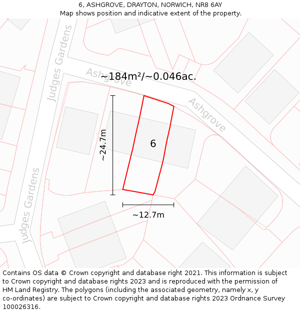 6, ASHGROVE, DRAYTON, NORWICH, NR8 6AY: Plot and title map