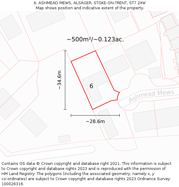 6, ASHMEAD MEWS, ALSAGER, STOKE-ON-TRENT, ST7 2XW: Plot and title map