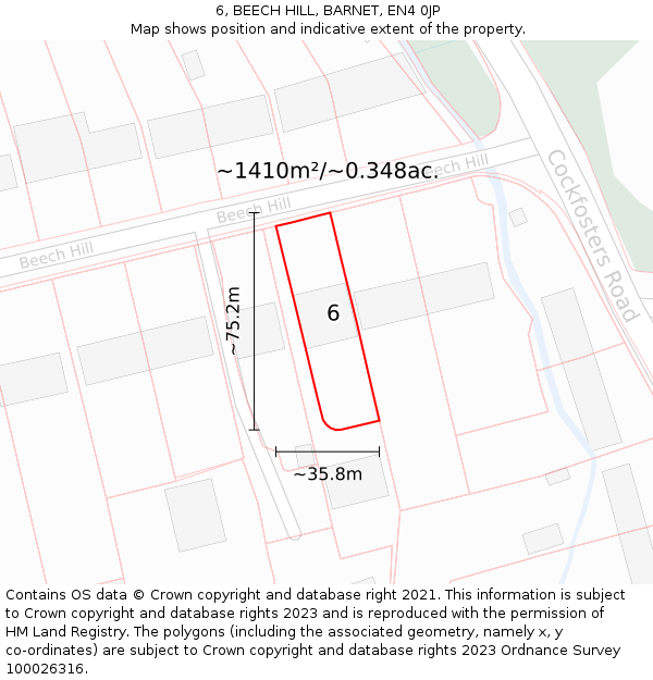 6, BEECH HILL, BARNET, EN4 0JP: Plot and title map