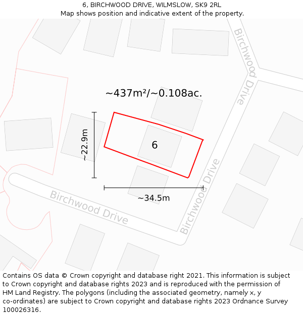 6, BIRCHWOOD DRIVE, WILMSLOW, SK9 2RL: Plot and title map