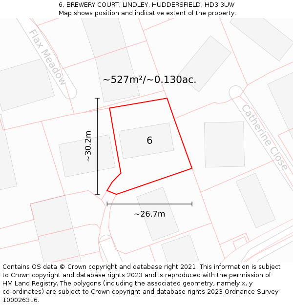 6, BREWERY COURT, LINDLEY, HUDDERSFIELD, HD3 3UW: Plot and title map