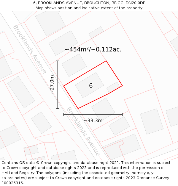 6, BROOKLANDS AVENUE, BROUGHTON, BRIGG, DN20 0DP: Plot and title map