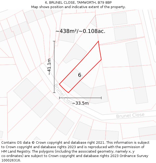 6, BRUNEL CLOSE, TAMWORTH, B79 8BP: Plot and title map