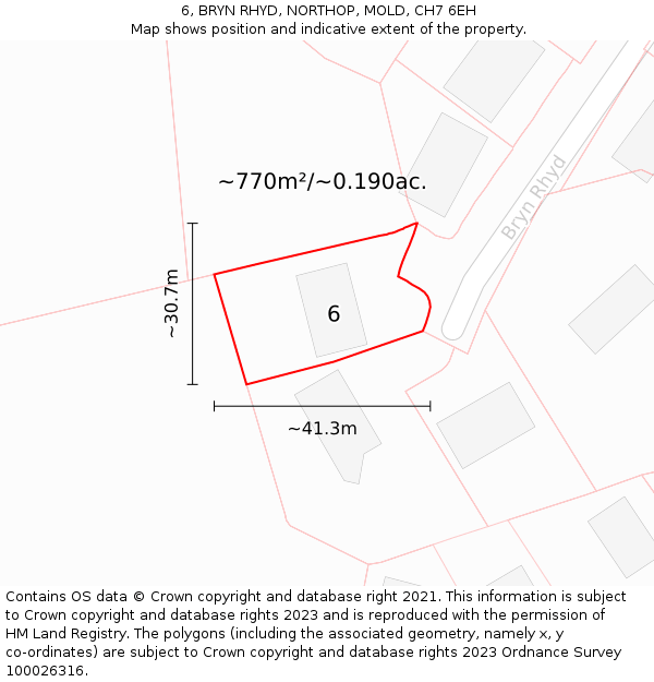 6, BRYN RHYD, NORTHOP, MOLD, CH7 6EH: Plot and title map