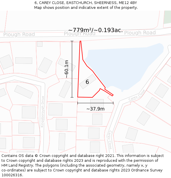 6, CAREY CLOSE, EASTCHURCH, SHEERNESS, ME12 4BY: Plot and title map