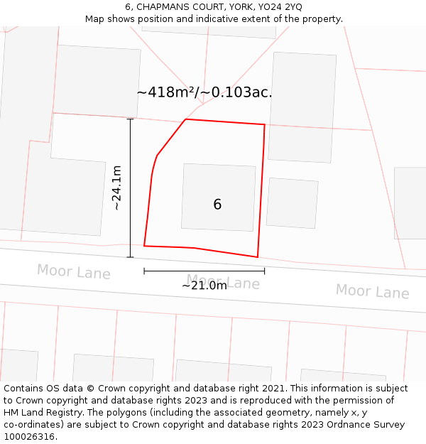 6, CHAPMANS COURT, YORK, YO24 2YQ: Plot and title map