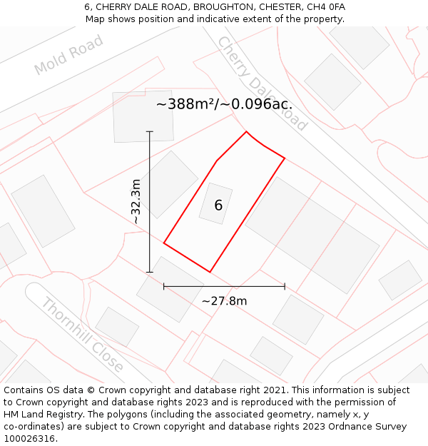 6, CHERRY DALE ROAD, BROUGHTON, CHESTER, CH4 0FA: Plot and title map