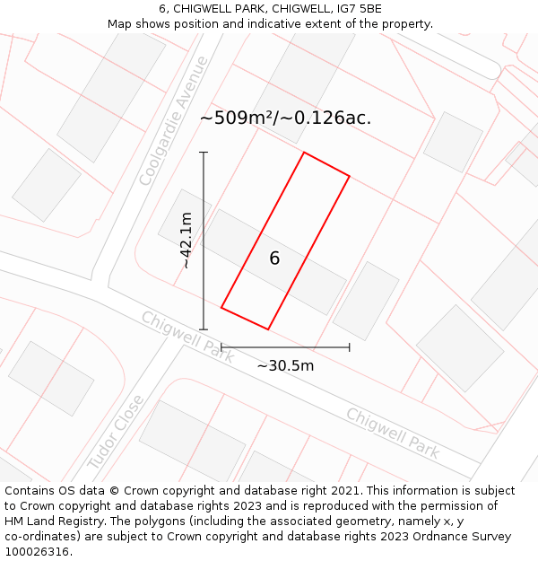 6, CHIGWELL PARK, CHIGWELL, IG7 5BE: Plot and title map