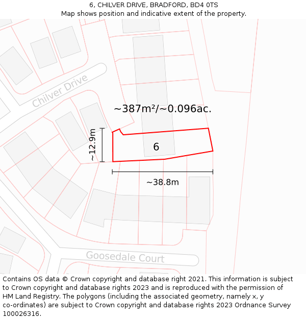 6, CHILVER DRIVE, BRADFORD, BD4 0TS: Plot and title map