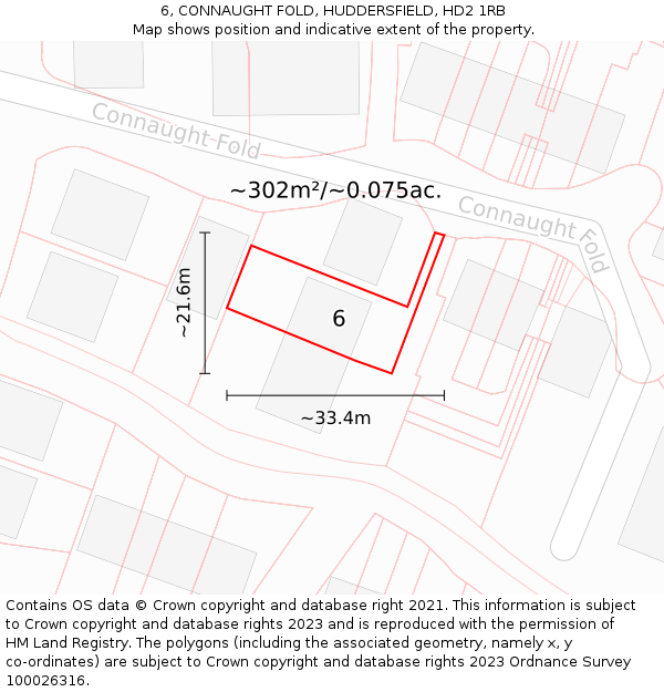 6, CONNAUGHT FOLD, HUDDERSFIELD, HD2 1RB: Plot and title map