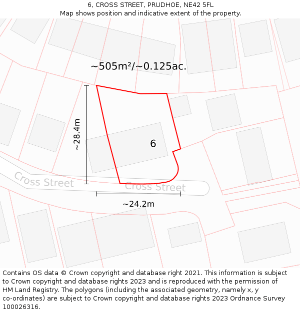 6, CROSS STREET, PRUDHOE, NE42 5FL: Plot and title map