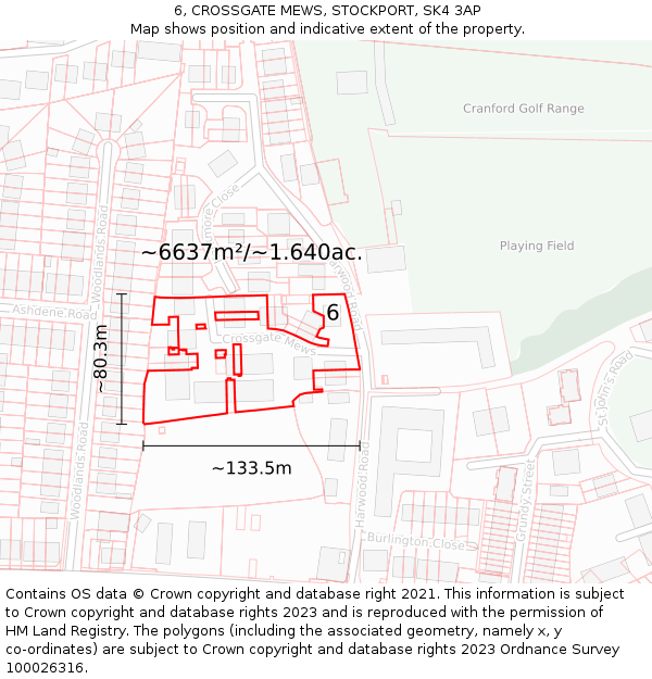 6, CROSSGATE MEWS, STOCKPORT, SK4 3AP: Plot and title map