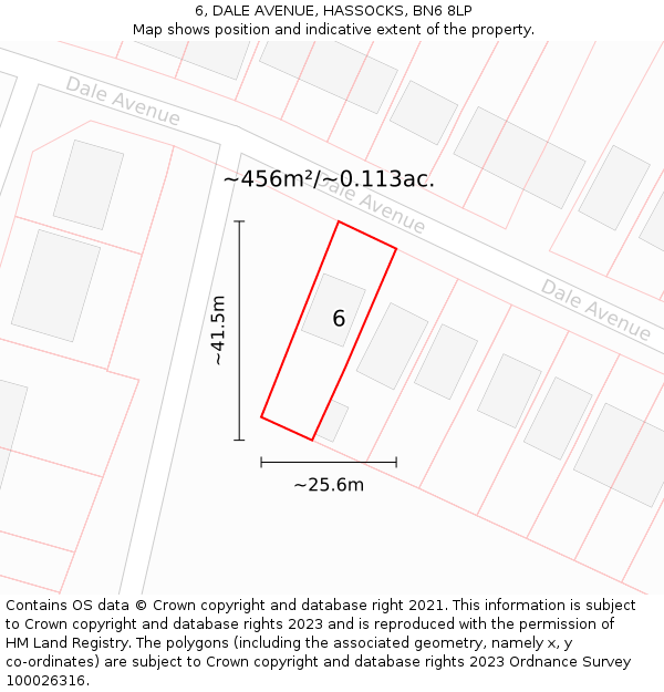 6, DALE AVENUE, HASSOCKS, BN6 8LP: Plot and title map