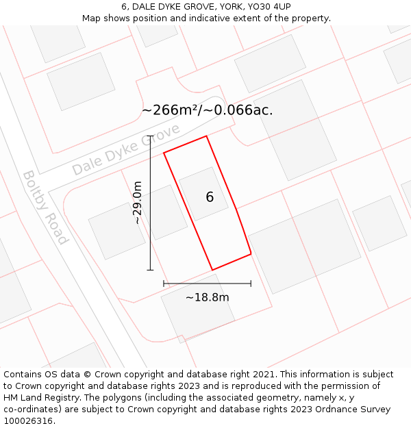 6, DALE DYKE GROVE, YORK, YO30 4UP: Plot and title map