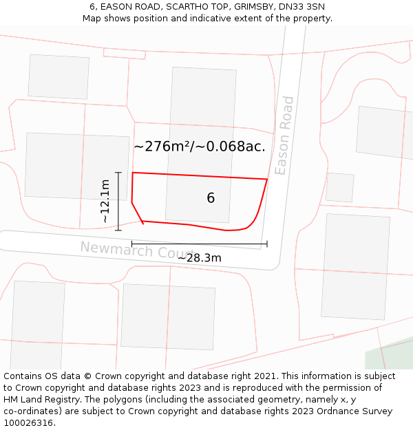 6, EASON ROAD, SCARTHO TOP, GRIMSBY, DN33 3SN: Plot and title map