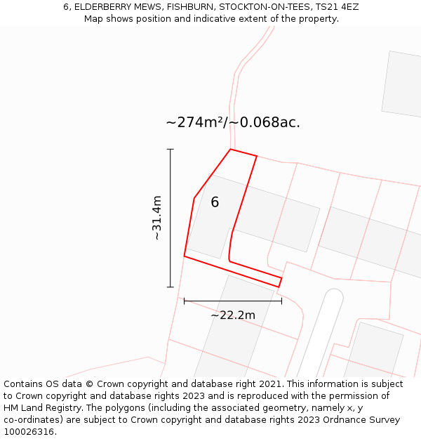 6, ELDERBERRY MEWS, FISHBURN, STOCKTON-ON-TEES, TS21 4EZ: Plot and title map