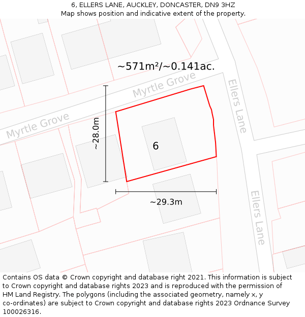 6, ELLERS LANE, AUCKLEY, DONCASTER, DN9 3HZ: Plot and title map