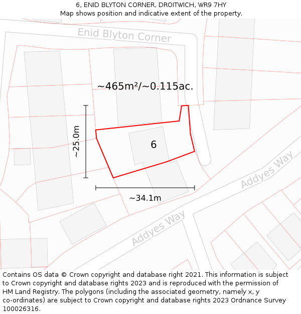 6, ENID BLYTON CORNER, DROITWICH, WR9 7HY: Plot and title map