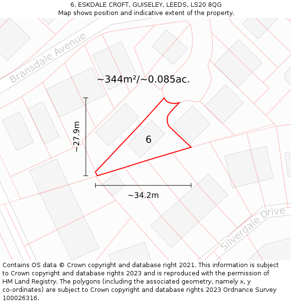 6, ESKDALE CROFT, GUISELEY, LEEDS, LS20 8QG: Plot and title map