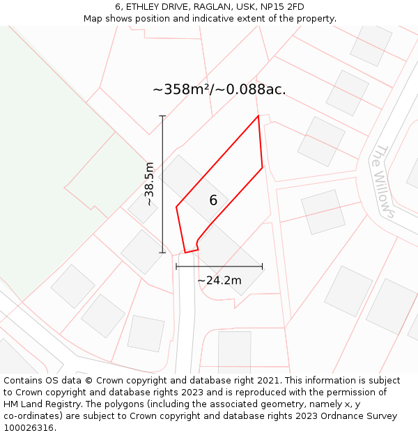 6, ETHLEY DRIVE, RAGLAN, USK, NP15 2FD: Plot and title map