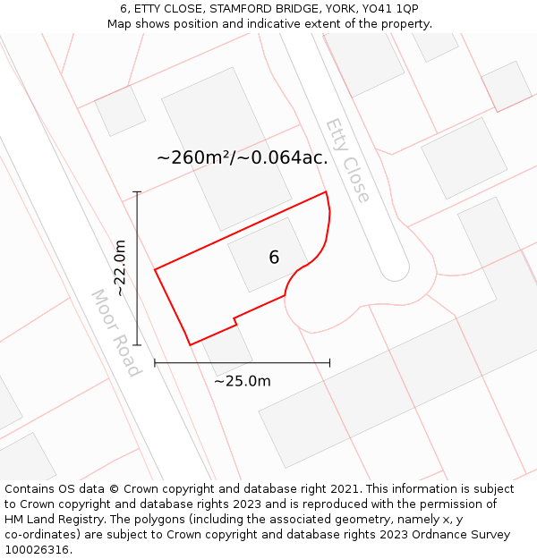 6, ETTY CLOSE, STAMFORD BRIDGE, YORK, YO41 1QP: Plot and title map