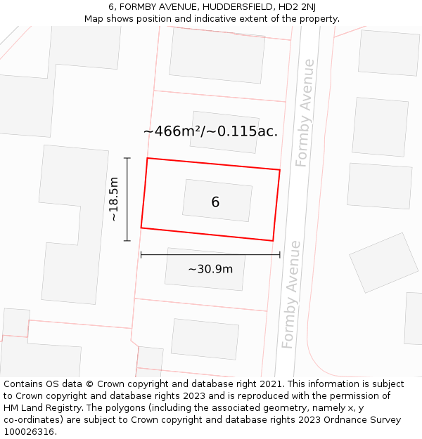 6, FORMBY AVENUE, HUDDERSFIELD, HD2 2NJ: Plot and title map