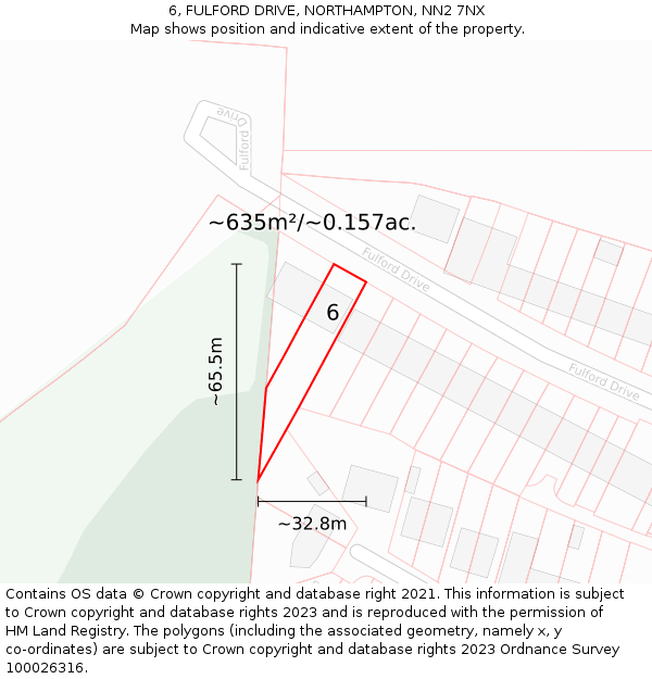 6, FULFORD DRIVE, NORTHAMPTON, NN2 7NX: Plot and title map