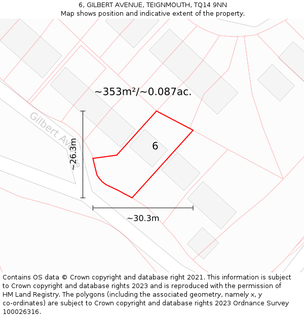 6, GILBERT AVENUE, TEIGNMOUTH, TQ14 9NN: Plot and title map