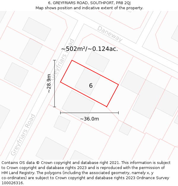 6, GREYFRIARS ROAD, SOUTHPORT, PR8 2QJ: Plot and title map