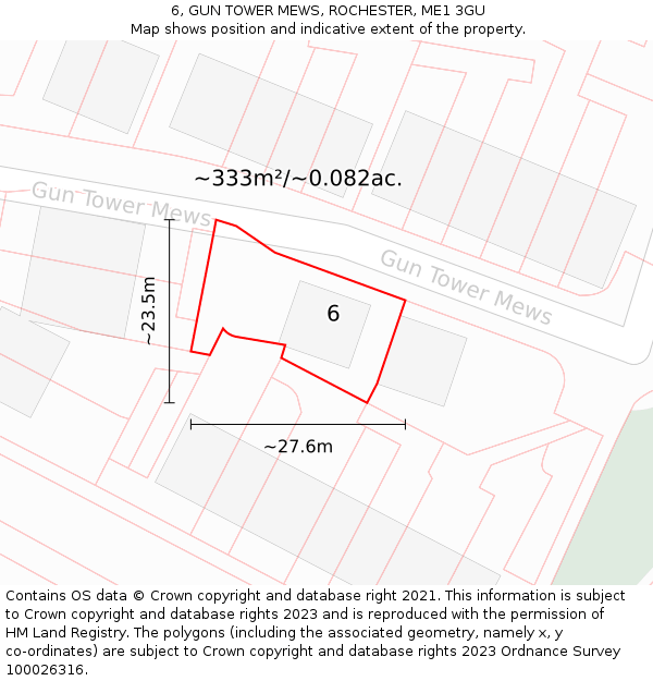 6, GUN TOWER MEWS, ROCHESTER, ME1 3GU: Plot and title map