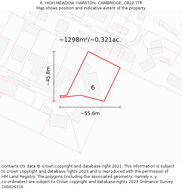 6, HIGH MEADOW, HARSTON, CAMBRIDGE, CB22 7TR: Plot and title map