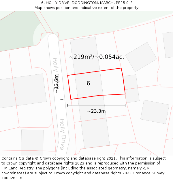 6, HOLLY DRIVE, DODDINGTON, MARCH, PE15 0LF: Plot and title map