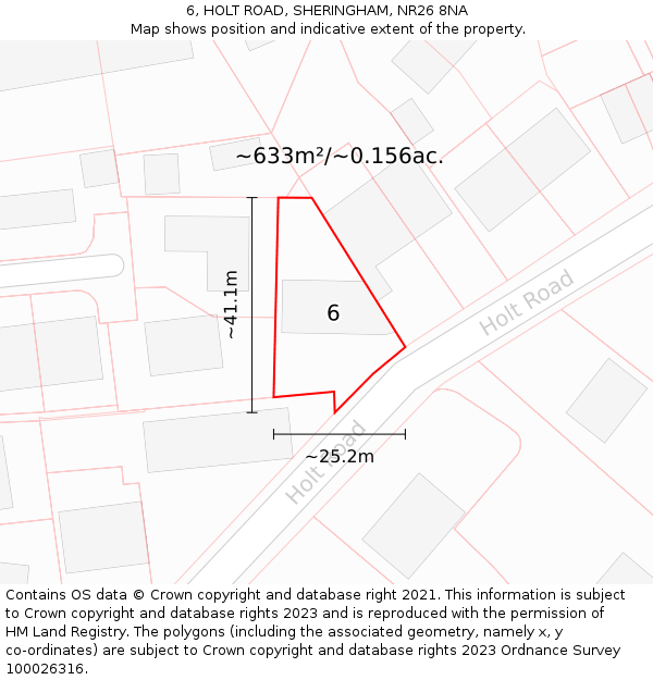 6, HOLT ROAD, SHERINGHAM, NR26 8NA: Plot and title map