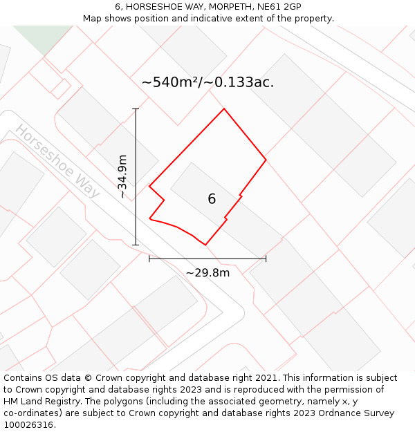 6, HORSESHOE WAY, MORPETH, NE61 2GP: Plot and title map