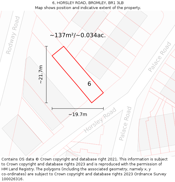 6, HORSLEY ROAD, BROMLEY, BR1 3LB: Plot and title map