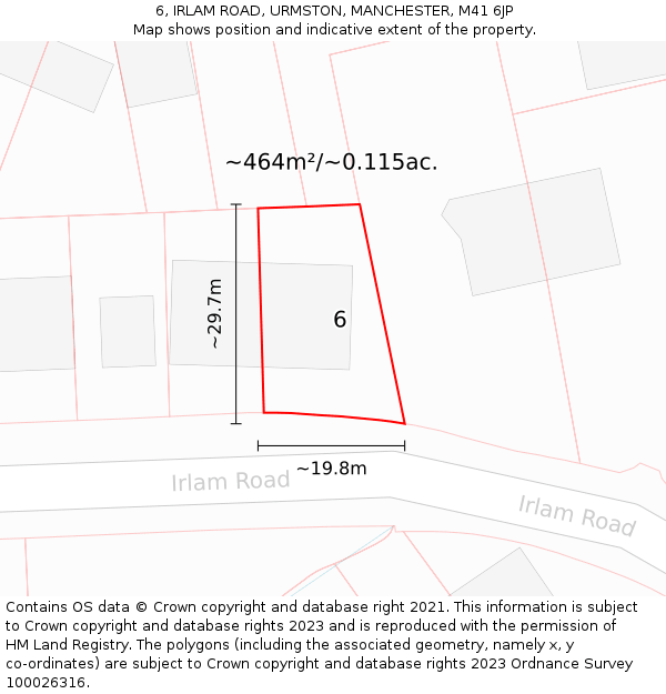 6, IRLAM ROAD, URMSTON, MANCHESTER, M41 6JP: Plot and title map