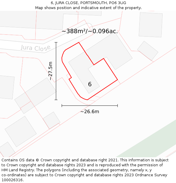 6, JURA CLOSE, PORTSMOUTH, PO6 3UG: Plot and title map