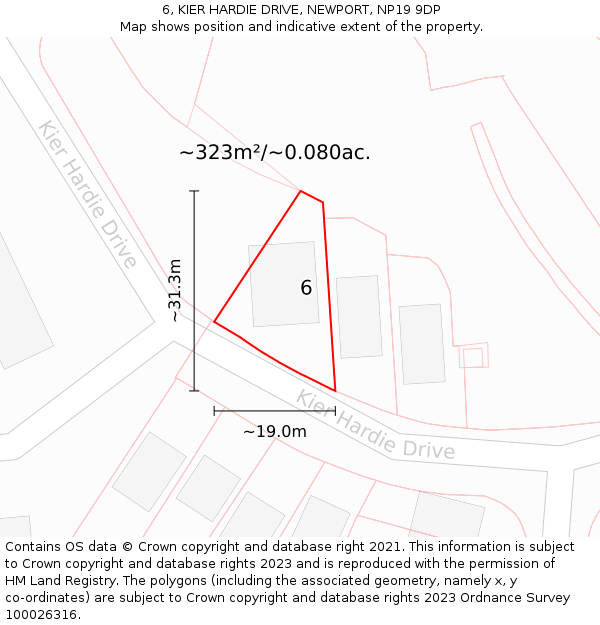 6, KIER HARDIE DRIVE, NEWPORT, NP19 9DP: Plot and title map