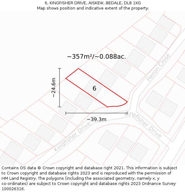 6, KINGFISHER DRIVE, AISKEW, BEDALE, DL8 1XG: Plot and title map