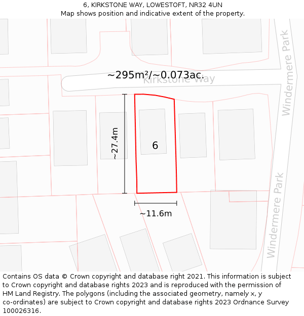 6, KIRKSTONE WAY, LOWESTOFT, NR32 4UN: Plot and title map