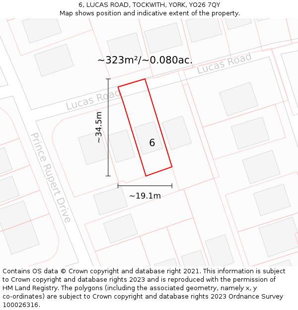 6, LUCAS ROAD, TOCKWITH, YORK, YO26 7QY: Plot and title map