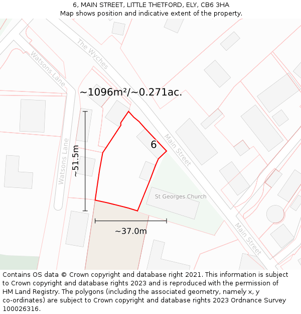 6, MAIN STREET, LITTLE THETFORD, ELY, CB6 3HA: Plot and title map