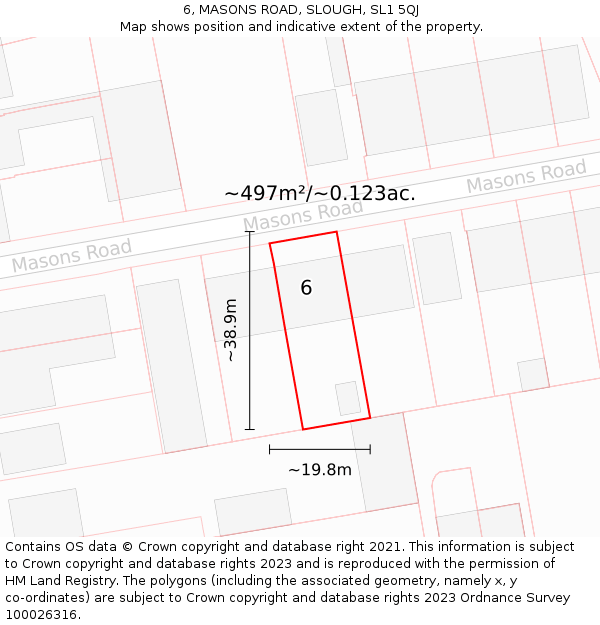 6, MASONS ROAD, SLOUGH, SL1 5QJ: Plot and title map