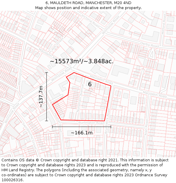 6, MAULDETH ROAD, MANCHESTER, M20 4ND: Plot and title map